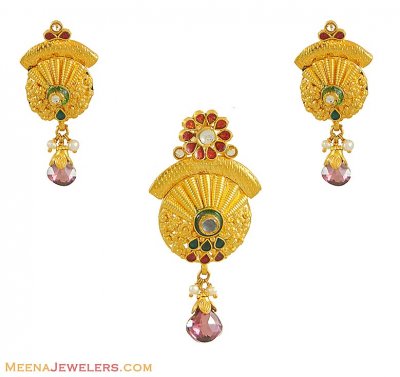 22Kt Kundan Pendant Set ( Antique Pendant Sets )