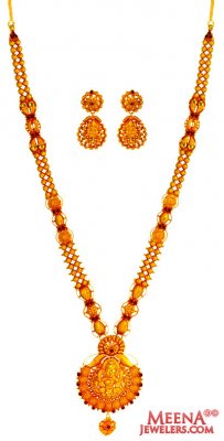 22 kt Antique Temple Necklace Set ( Antique Necklace Sets )