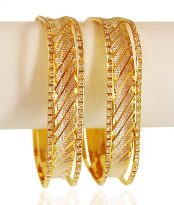 22K Gold Square Bangles (2PCS) ( Two Tone Bangles )