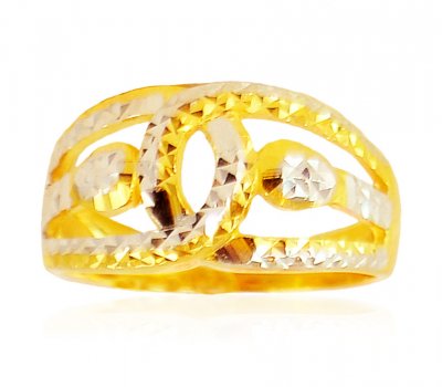 22 Karat Gold Two Tone Ring ( Ladies Gold Ring )