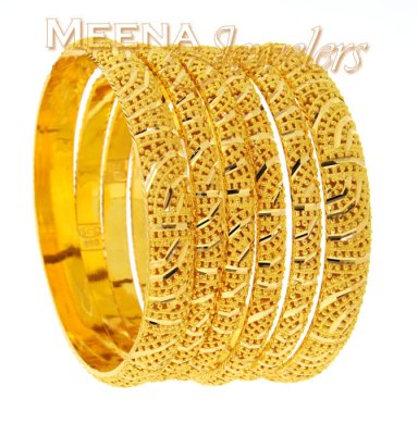 22 Kt Gold Hand Made Bangles Set of Six ( Set of Bangles )