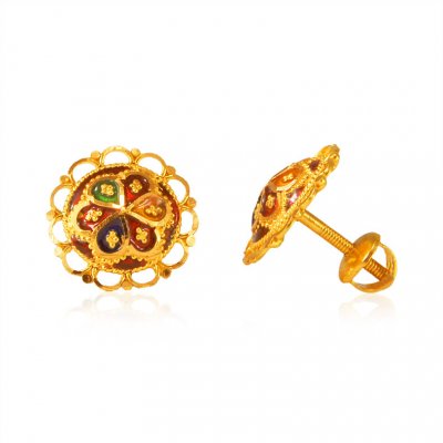 22kt Gold  Meenakari Tops ( 22 Kt Gold Tops )