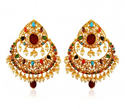 22kt Gold Chandbali Earrings ( 22Kt Gold Fancy Earrings )