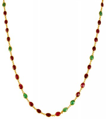 22 Kt Gold Emerald Ruby Chain ( 22Kt Gold Fancy Chains )