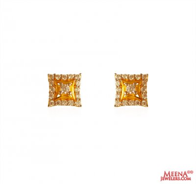 22kt Gold CZ Earrings ( 22 Kt Gold Tops )
