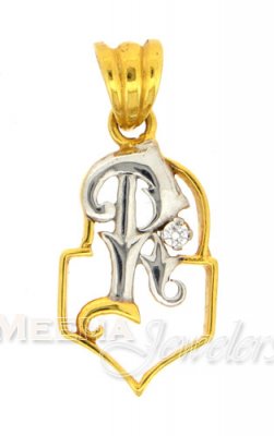 22Kt Initial Pendant (R) ( Initial Pendants )