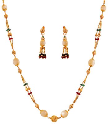 Designer 22K Stones Necklace Set ( Gold Designer Sets )