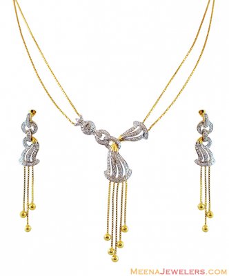 2 Tone Necklace Set 22K ( Gold Designer Sets )