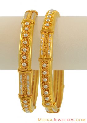 22k Designer 2 tone Bangle(2 pcs) ( Two Tone Bangles )