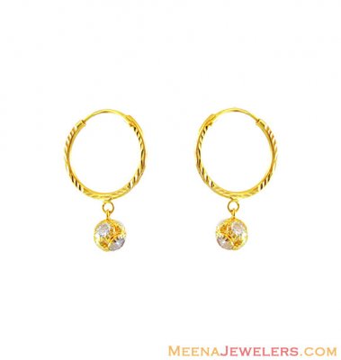 22k Fancy Ball Hoops Earrings ( Hoop Earrings )