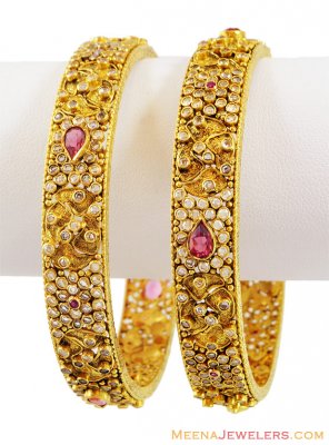 Polki Stones Antique Kadas 22k Gold ( Kadas )