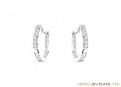 18K Designer ClipOn Earrings ( White Gold Earrings )