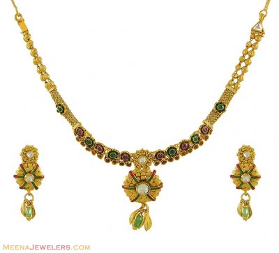 22K Gold Antique Set ( Antique Necklace Sets )