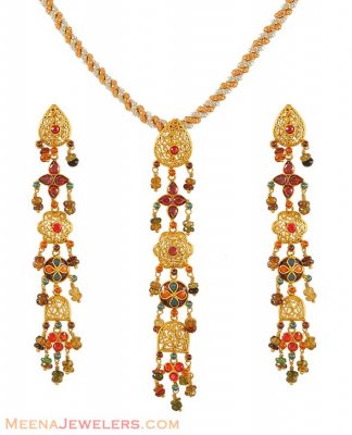 22k Gold Long Pendant Set ( Antique Pendant Sets )