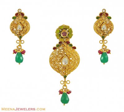 Gold Indian Pendant Set ( Antique Pendant Sets )