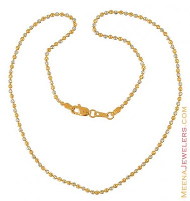 Two Tone Gold Ball Chain ( 22Kt Gold Fancy Chains )