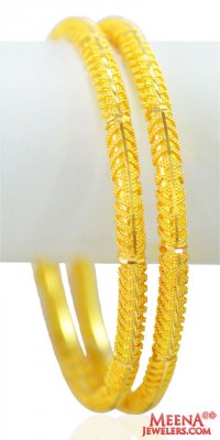 22k Gold Laser bangles (2 pc) ( Gold Bangles )