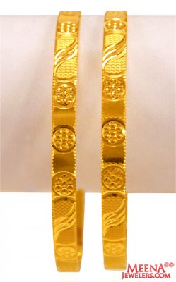 22kt Gold Machine Bangles (2 Pcs) ( Gold Bangles )