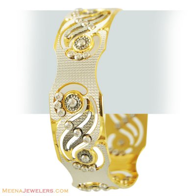 22K CZ Stones Two Tone Bangle(1 Pc) ( Two Tone Bangles )