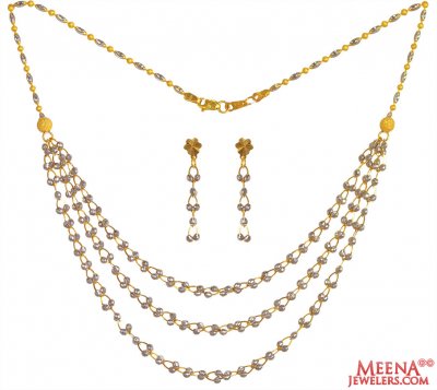 22Kt Gold Two Tone Necklace Set ( Light Sets )