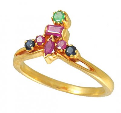 Ruby, Emerald and Sapphire Ring ( Ladies Rings with Precious Stones )