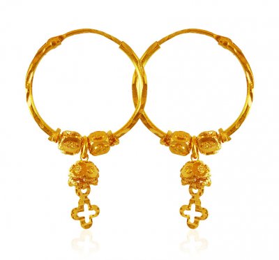 22Kt Gold Bali Earrings ( Hoop Earrings )