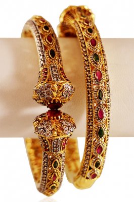 22 Kt Gold Antique Kada (1 PC) ( Precious Stone Bangles )