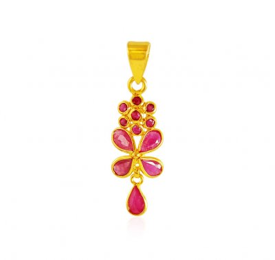 22K Gold Fancy Ruby Pendant ( Fancy Pendants )