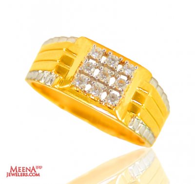 22 Karat Gold Mens CZ Ring ( Mens Signity Rings )