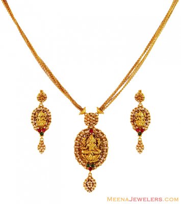 22K Temple Jewelry Necklace Set ( Antique Necklace Sets )