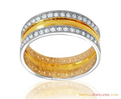 18K Two Tone Wedding CZ Band  ( Wedding Bands )