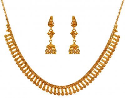 22K Gold Necklace Earring Set ( Light Sets )