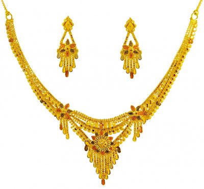 Three Tone 22K Necklace Set ( 22 Kt Gold Sets )