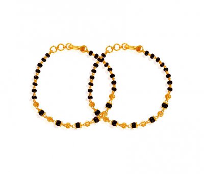 22K Gold Beads Kids Bracelet ( Black Bead Bracelets )