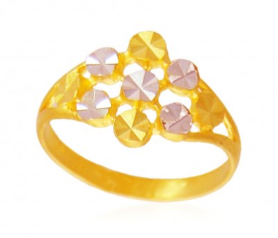 22K Gold Two Tone Ring ( Ladies Gold Ring )