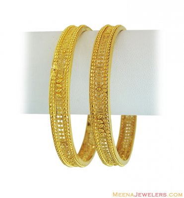 22K Filigree Gold  Bangles(2 pcs) ( Gold Bangles )