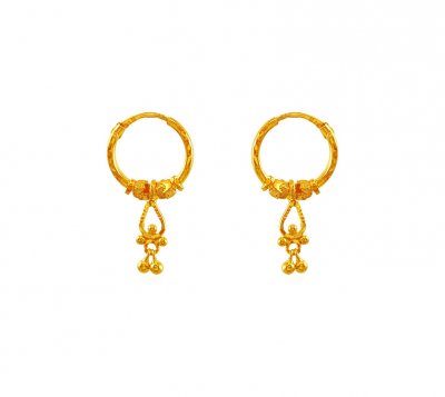 22K Gold Designer Hoop Earrings  ( Hoop Earrings )