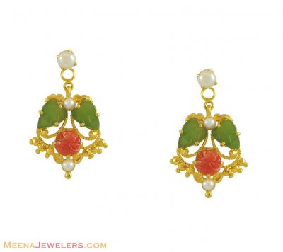 22K Gold Earrings ( Precious Stone Earrings )