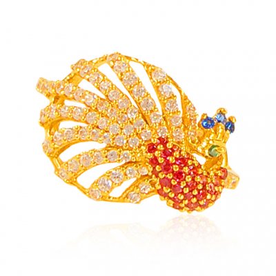 22K Gold Peacock Ring ( Ladies Signity Rings )