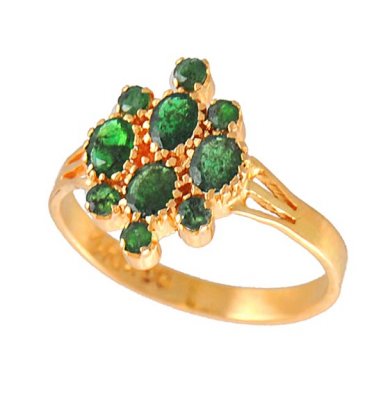 Gold Ring with Emerald ( Ladies Rings with Precious Stones )