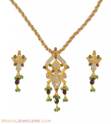 22K Pendant and Earrings Set ( Antique Pendant Sets )