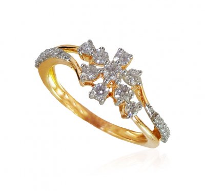 18kt Gold Diamond Ring For Ladies ( Diamond Rings )