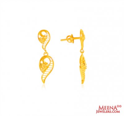 22K Yellow Gold Fancy Earrings   ( 22Kt Gold Fancy Earrings )