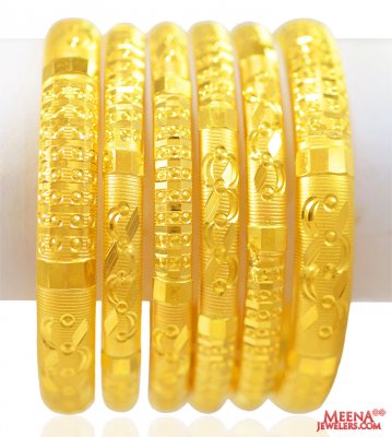 22K Gold Laser Bangles Set (6 PCs) ( Set of Bangles )