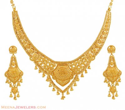 Necklace and Earring Set (22k Gold) ( 22 Kt Gold Sets )