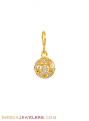 22k Gold Ball Pendant CZ ( Fancy Pendants )