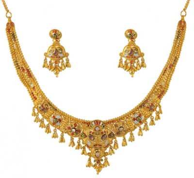 22k Three tone Necklace set ( 22 Kt Gold Sets )