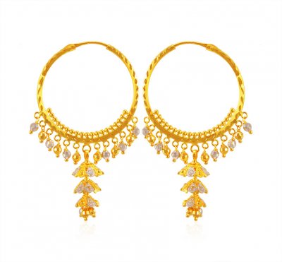 22Kt Gold Fancy Hoop Earrings ( Hoop Earrings )