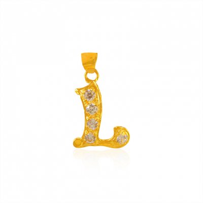22Kt Gold Pendant with Initial(L) ( Initial Pendants )