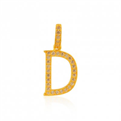 22K Gold Pendant with Initial (D) ( Initial Pendants )